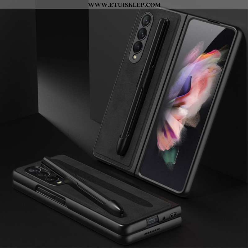 Etui do Samsung Galaxy Z Fold 3 5G Uchwyt Na Rysik Z Efektem Skóry Gkk